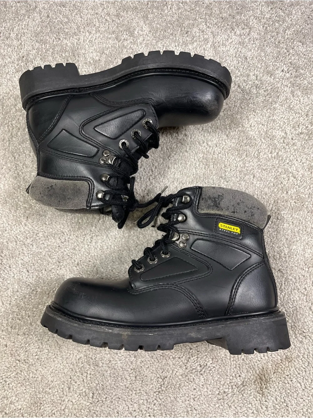 Stanley Steel Toe Work Boots Ankle Size 4.5 Oil Resistant Working Man Black